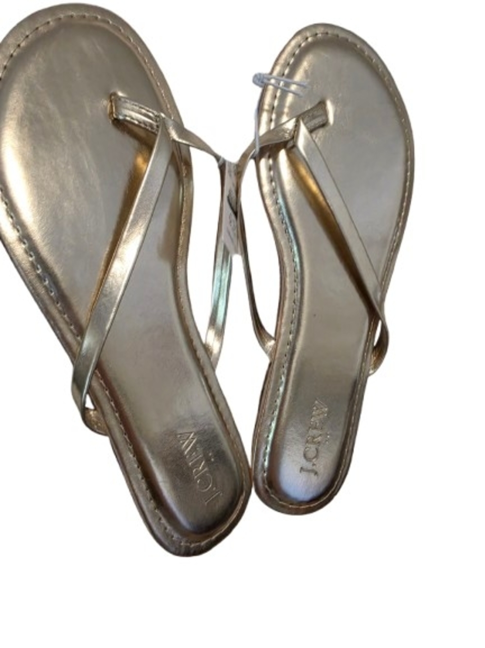 J. Crew Factory Metallic Gold Thong Sandals - Women Size 9 NWT
